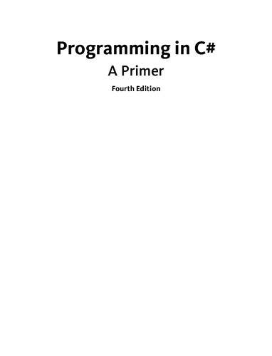 دانلود کتاب Programming in C#: A Primer