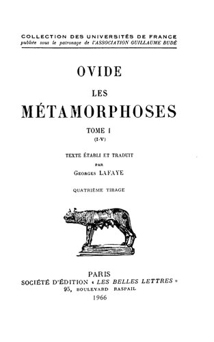 دانلود کتاب Ovide: Les Métamorphoses. Tome I-III