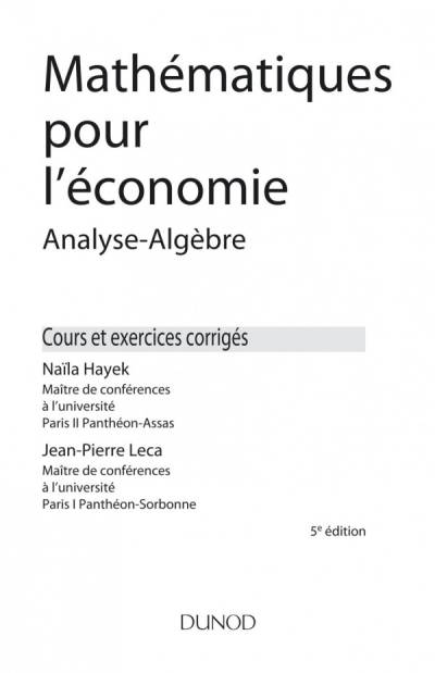 دانلود کتاب Mathematiques pour l’economie