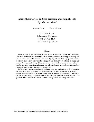 دانلود کتاب Algorithms for Delta Compression and Remote File Synchronization