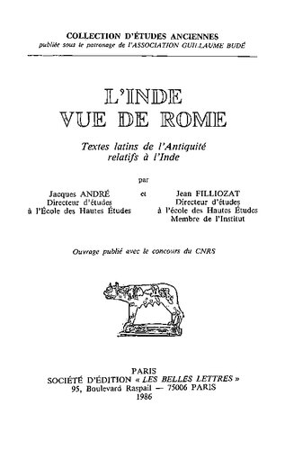 دانلود کتاب L’Inde vue de Rome: Textes latins l’Antiquité relatifs à