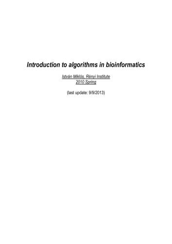 دانلود کتاب Introduction to algorithms in bioinformatics