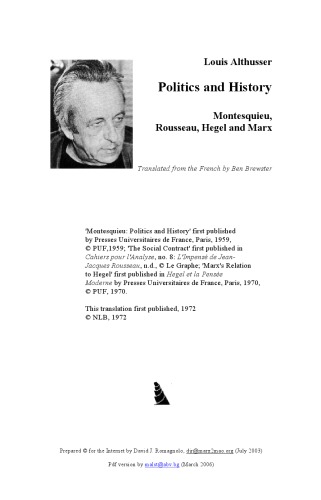 دانلود کتاب Politics and history: Montesquieu, Rousseau, Hegel Marx