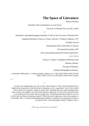 دانلود کتاب The Space of Literature