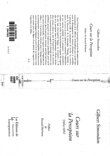دانلود کتاب Cours sur la Perception (1964-1965