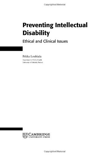 دانلود کتاب Preventing Intellectual Disability: Ethical and Clinical Issues