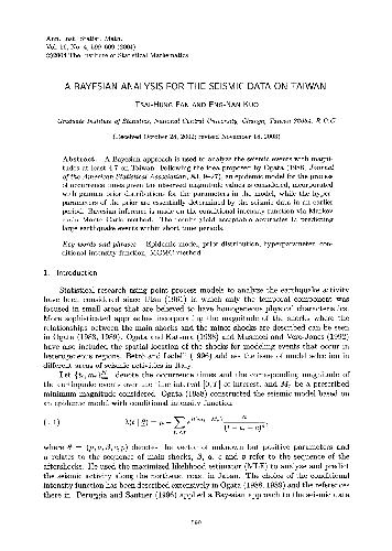 دانلود کتاب A Bayesian analysis for the seismic data on Taiwan