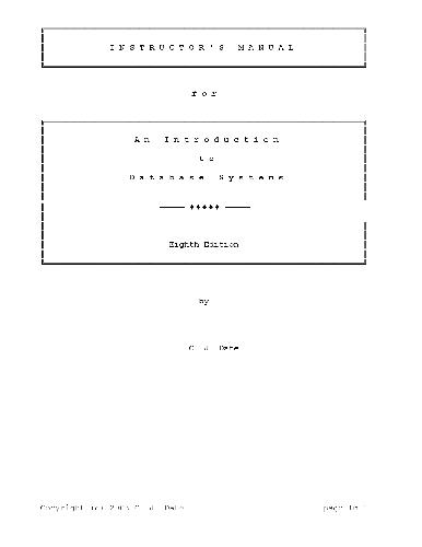 دانلود کتاب Instructor’s Manual for an Introduction to Database Systems
