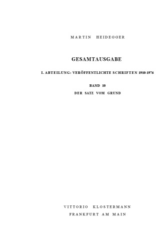 دانلود کتاب Der Satz vom Grund (1955-1956