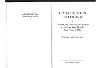 دانلود کتاب Conspicuous Criticism: Tradition, the Individual, and Culture In Modern American Social Thought