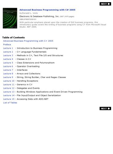 دانلود کتاب Advanced Business Programming with C# 2005
