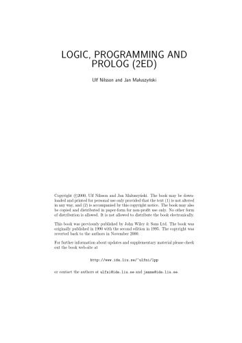 دانلود کتاب Logic, Programming and Prolog, 2nd Edition