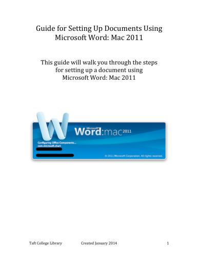 دانلود کتاب Guide for Setting Up Documents Using Microsoft Word: Mac 2011