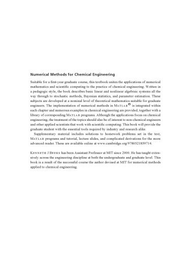 دانلود کتاب Numerical Methods for Chemical Engineering: Applications in MATLAB