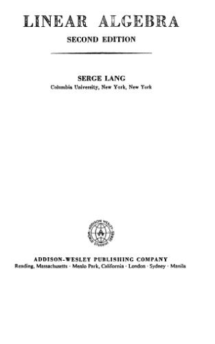 دانلود کتاب Linear Algebra, Second edition