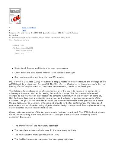 دانلود کتاب Preparing for and Tuning the V5R2 SQL Query Engine on DB2 Universal Database Iseries (IBM Redbooks)