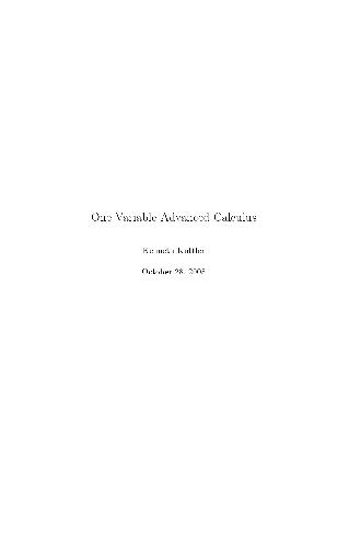 دانلود کتاب One variable advanced calculus