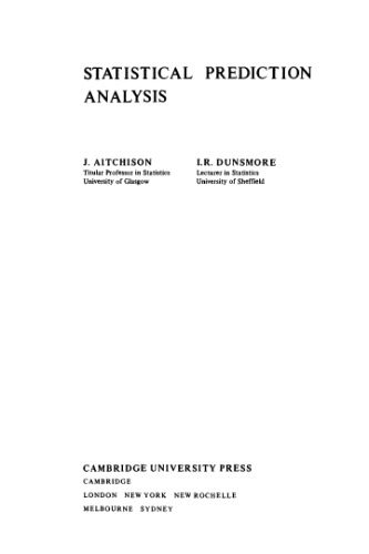 دانلود کتاب Statistical prediction analysis