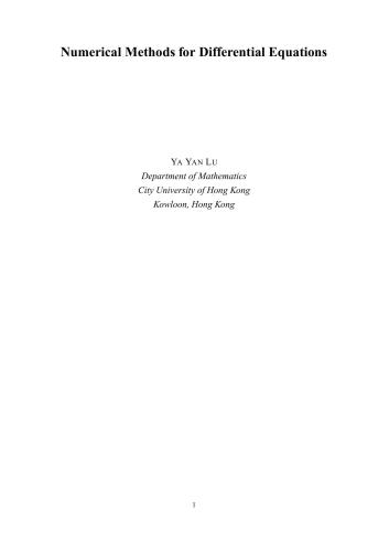دانلود کتاب Numerical Methods for Differential Equations