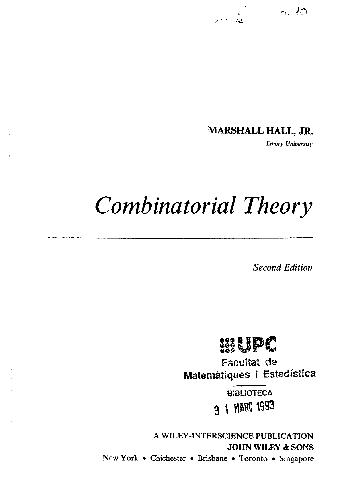 دانلود کتاب Combinatorial Theory