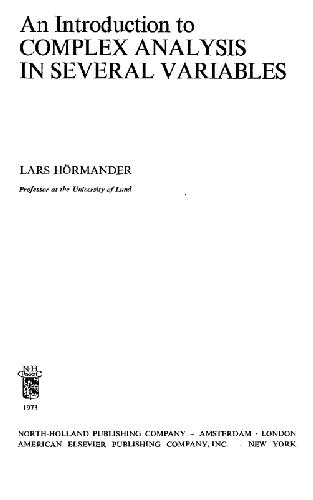 دانلود کتاب Introduction to complex analysis in several variables
