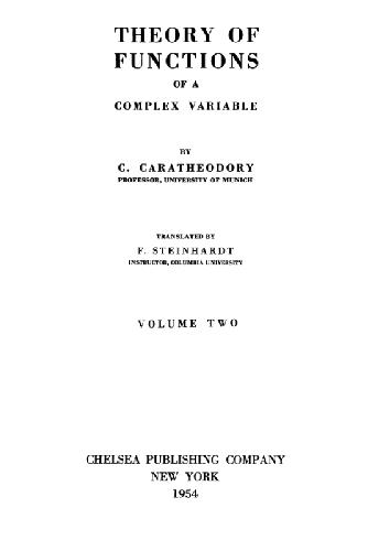 دانلود کتاب Theory of Functions a Complex Variable.
