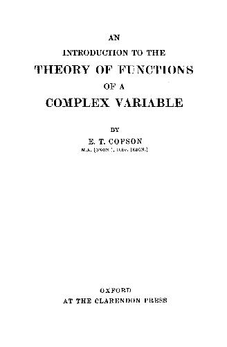دانلود کتاب Introduction to the Theory of Functions a Complex Variable
