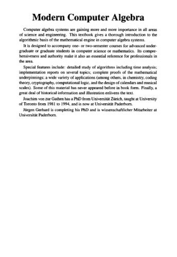 دانلود کتاب Modern computer algebra