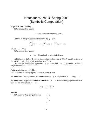 دانلود کتاب Lectures on computer algebra