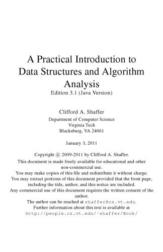 دانلود کتاب Practical Introduction to Data Structures and Algorithms, Java Edition
