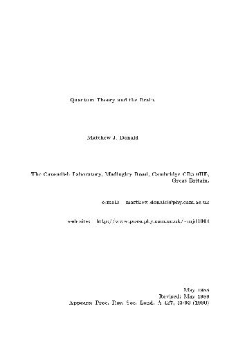 دانلود کتاب Quantum theory and the brain