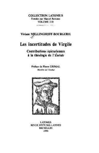 دانلود کتاب Les incertitudes de Virgile: contributions épicuriennes à la théologie l’Énéide