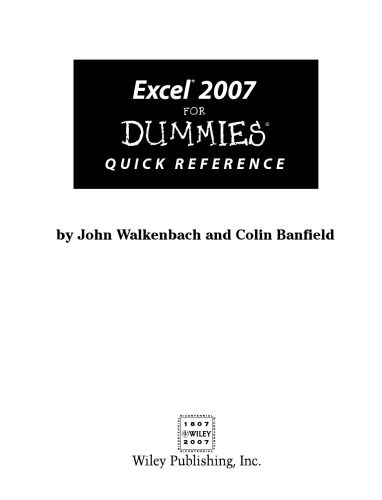 دانلود کتاب Excel 2007 For Dummies Quick Reference