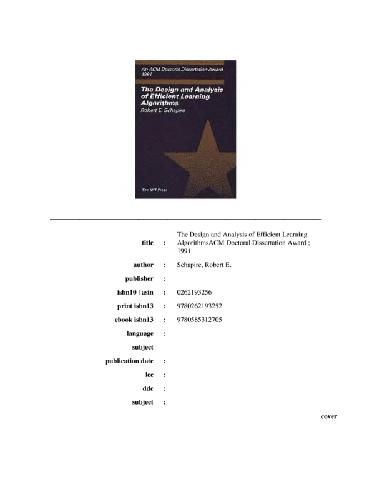 دانلود کتاب The design and analysis of efficient learning algorithms