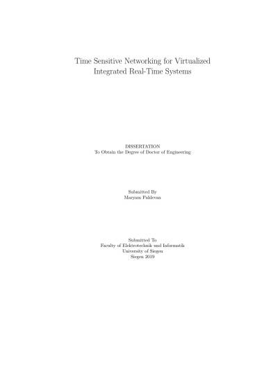 دانلود کتاب Time sensitive networking for virtualized integrated real-time systems