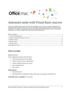 دانلود کتاب Microsoft Office for Mac 2011 tutorial: Automate tasks with Visual Basic macros