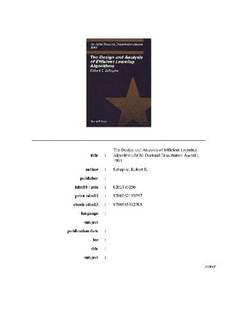 دانلود کتاب The design and analysis of efficient learning algorithms